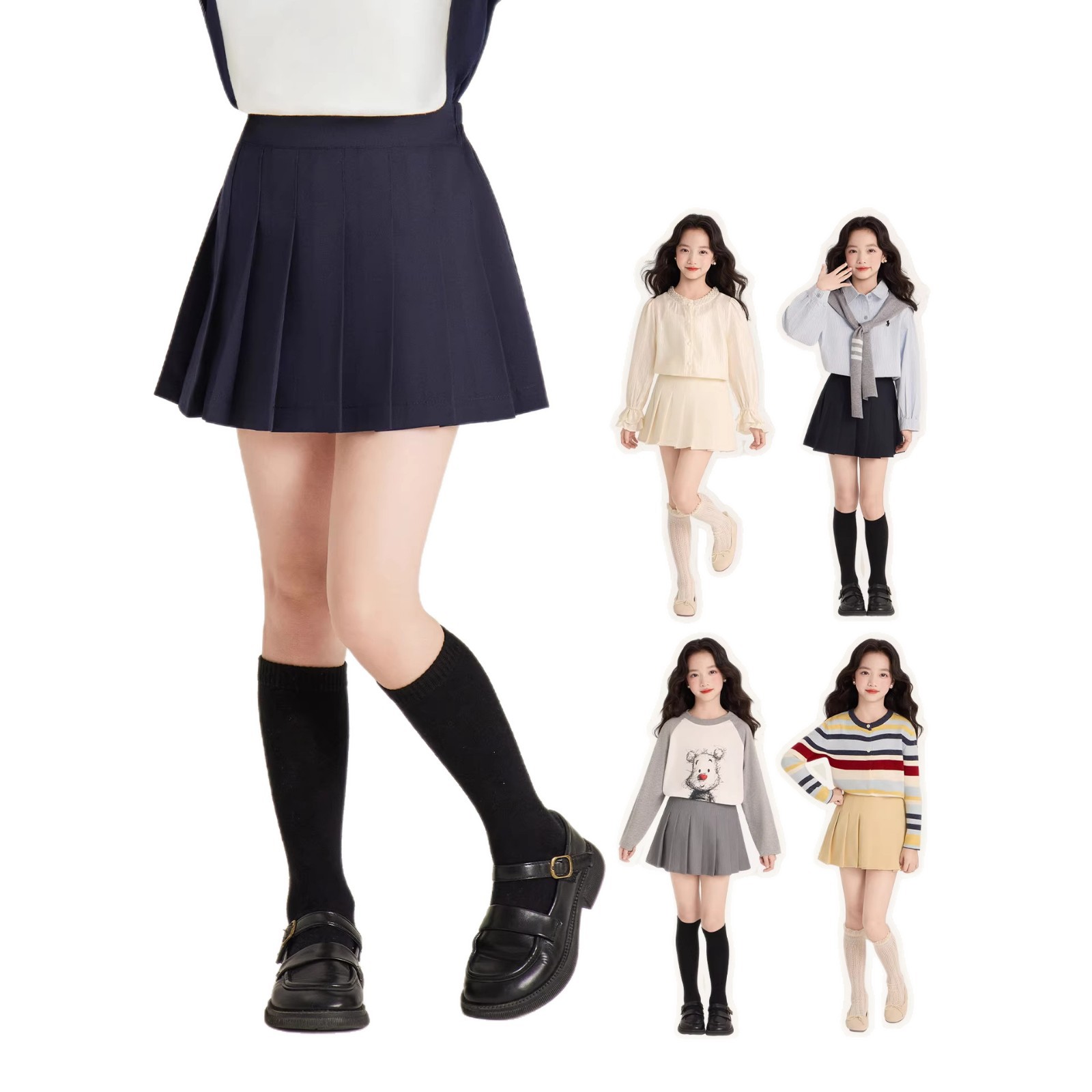 Verano nuevo color sólido niña JK falda de niño vestido de corte universal estilo básico de verano simple japonés falda corta