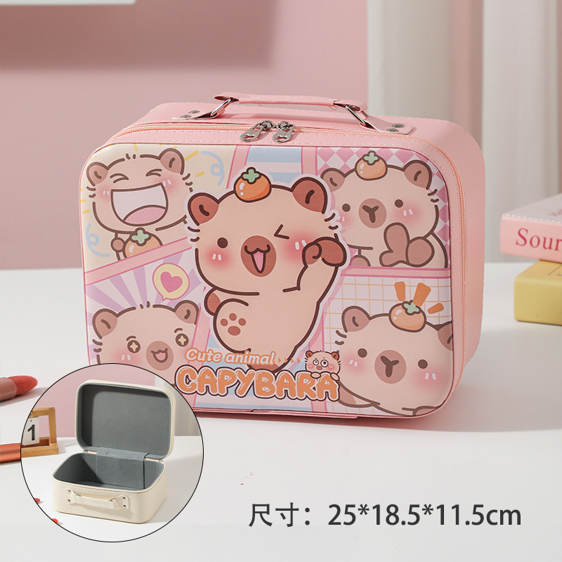 Caja de maquillaje de gran capacidad, bolsa de maquillaje portátil, caja de almacenamiento portátil, diseño de nicho de cosméticos multifuncional