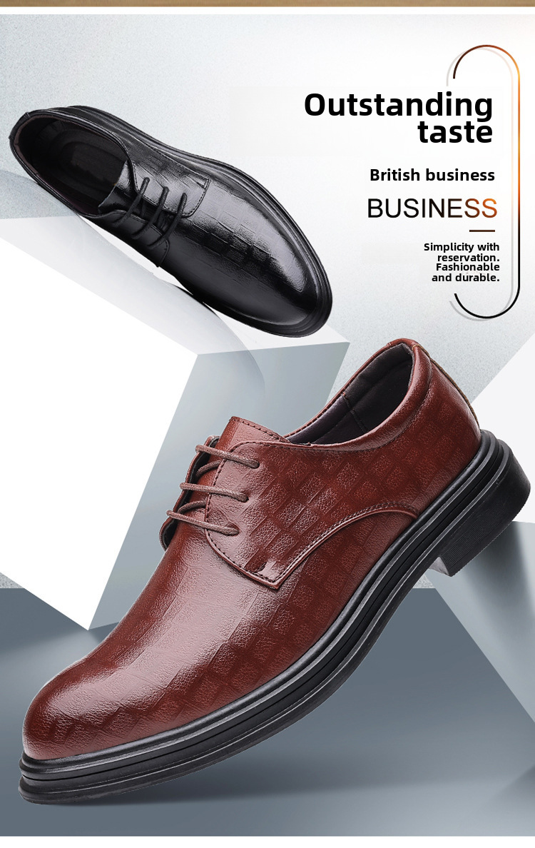 Leather Shoes Men's Business Dress Casual Trendy Shoes Spring British Groom Korean Cross-border Soft-soled Wedding Shoes Breathable_vogvips.com