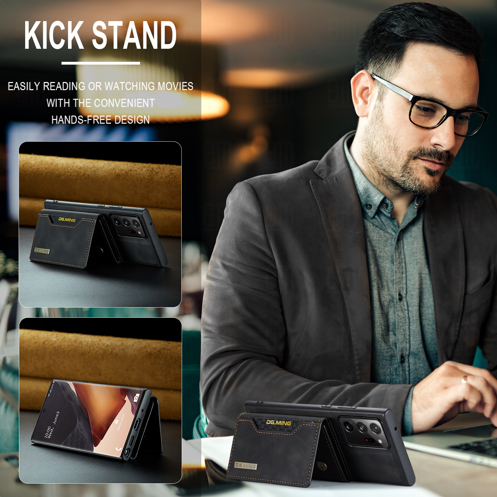 M2 Samsung Note20 Ultra mágneses kártyatartó védő bőr tok Note20 2 az 1-ben osztott telefontok_voghion.com