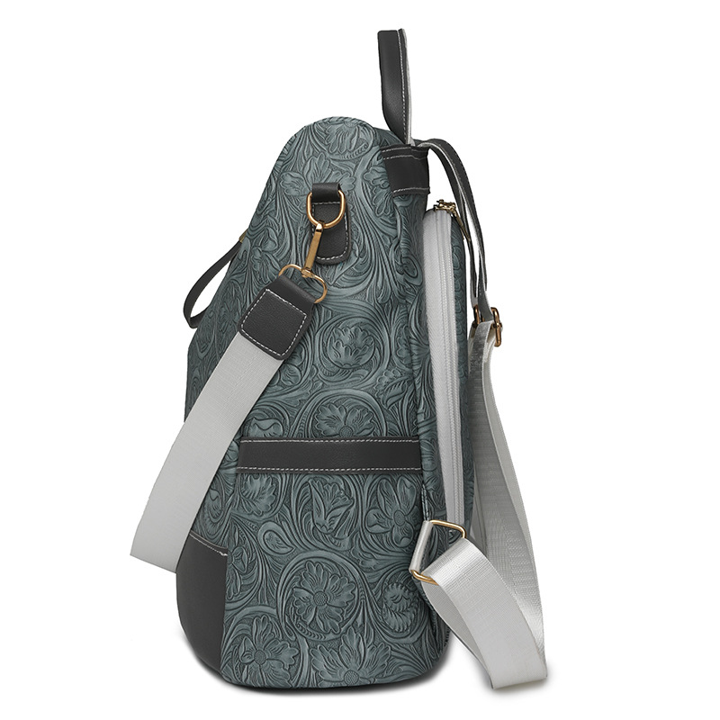 2024 verano nuevo estilo moda contraste color damas en relieve mochila casual versátil multifunción antirrobo en nombre del cabello