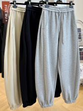 2023新款松紧腰抽绳立体褶皱宽松束脚卫裤女春秋季运动休闲哈伦裤