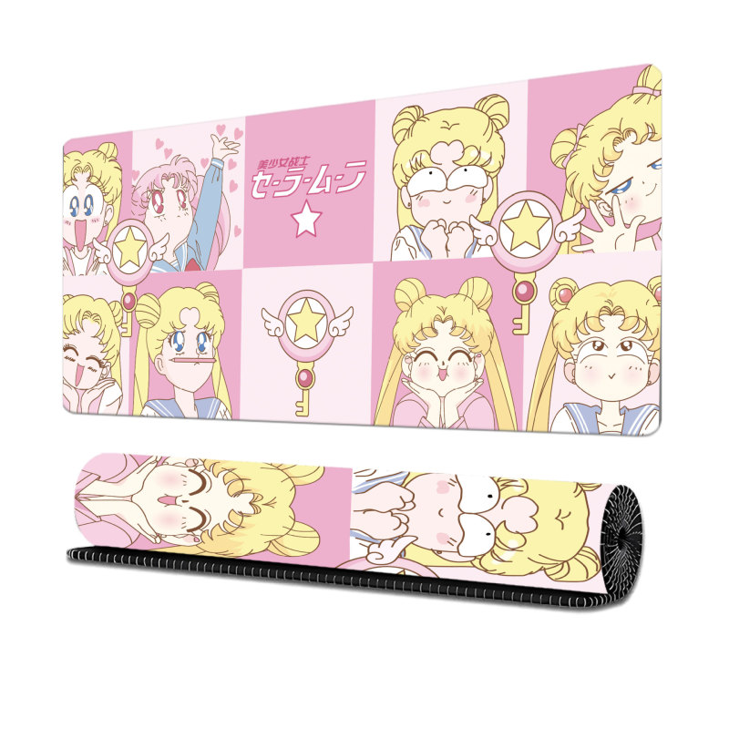 アニメ水氷月マウスパッド特大汚れにくいセーラームーン漫画少女かわいいコンピュータデスクパッドキーボードパッド|undefined