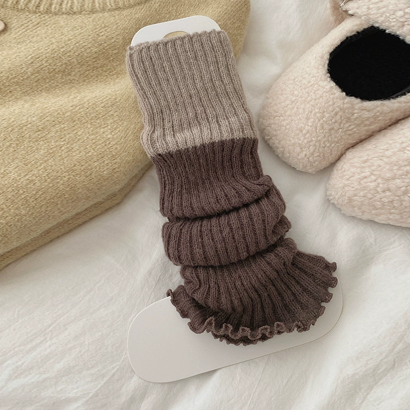 Гетры (keep warm) средние вязаные наколенники, рубчатые, осенние, one size