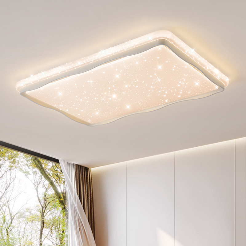 [Seleccionado cuidadosamente] Estilo crema espectro completo lámpara minimalista moderna lámpara de techo de protección ocular atmosférica de cielo estrellado rectangular
