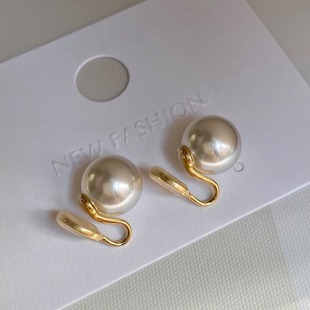 Shi Jia Zhengyuan flawless light fever with pearl mosquito coil ear clip no ear hole high sense earrings
