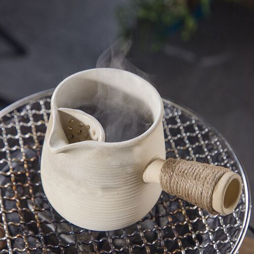 Ceramic side-handled teapot, anti-scalding stove, large-capacity dry boiling kettle, hot milk teapot, roasted tea can