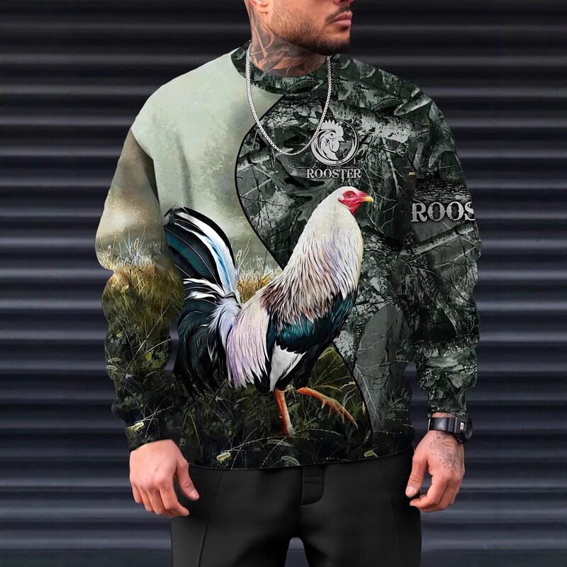 Mexican Rooster 3D Digital Print European and American Style Aliexpress Men's Versatile Regular Shoulder Loose Pullover Crewneck Sweatshirt Mexican Rooster 3D Digital Print European and American Style Aliexpress Men's Versatile Regular Shoulder Loose Pullover Crewneck Sweatshirt