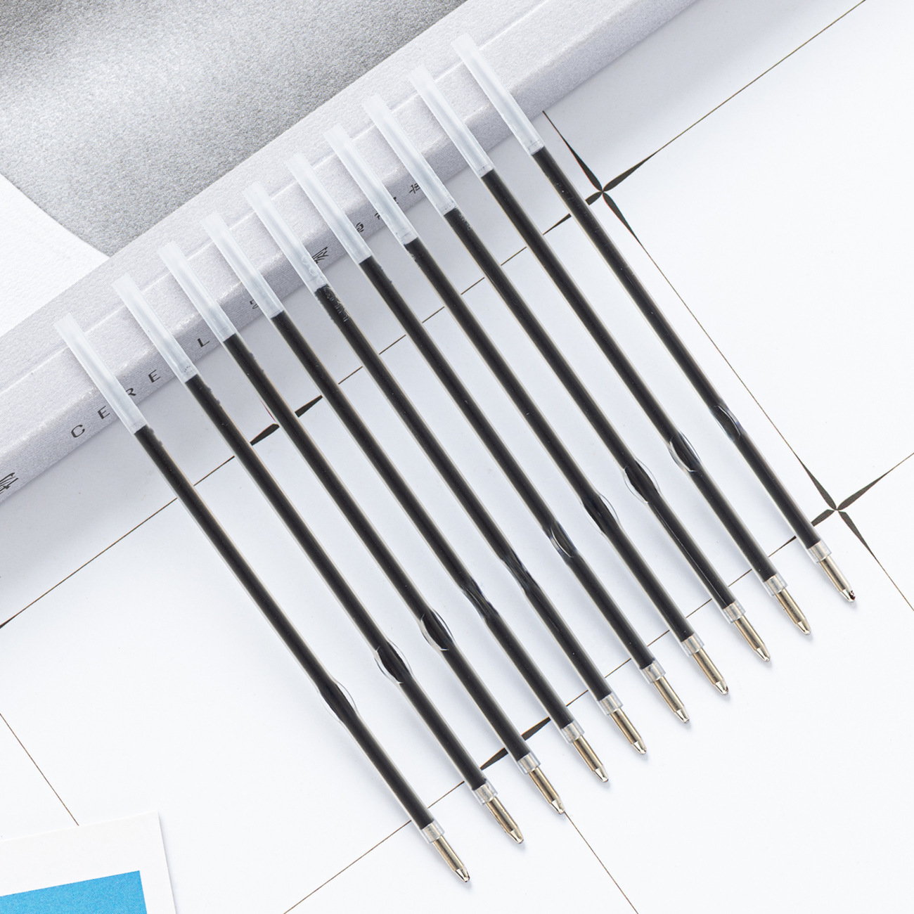 Plastic Maggi Pen Refill Wholesale Office Writing Smooth 1.0mm Bullet Tip Plastic Ballpoint Pen Refill