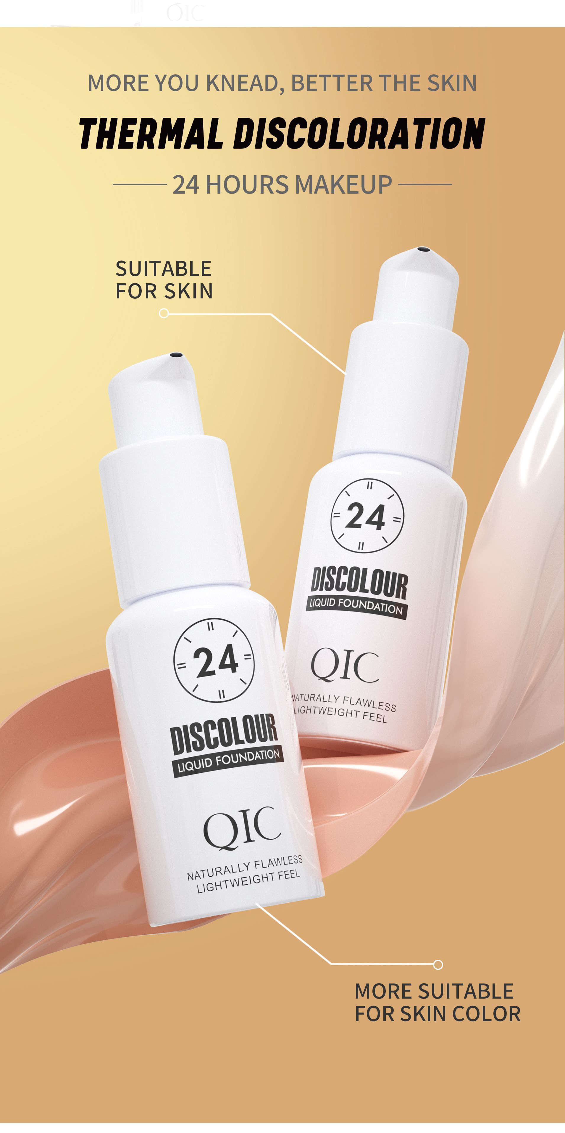 QIC Qini Color-changing Foundation for Natural Adhesion, brightening, setting, concealing and color-changing BB Cream - North American makeup Item Picture