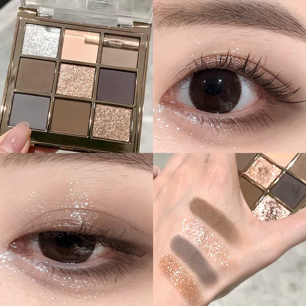 Tingphe's New Oatmeal Nine-Color Eye Shadow Palette Ins Beads Matte Powder Mist Rose Earth Color Student Daily Affordable Price