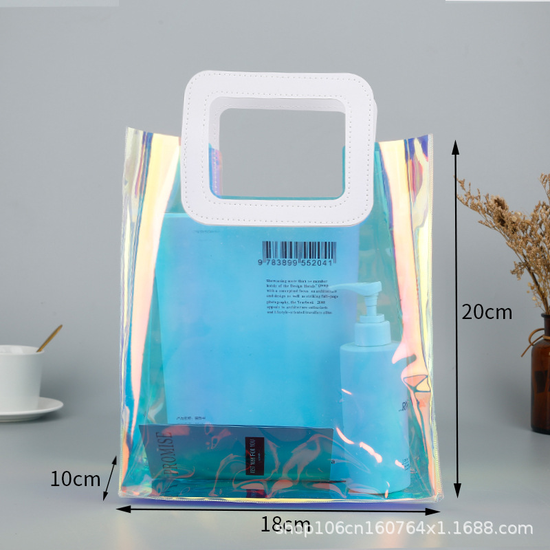 Bolsas láser se pueden personalizar bolsas de plástico de PVC bolsos de regalo transparentes de alta gama bolsas de regalo tpu deslumbrantes bolsas de gelatina personalizadas