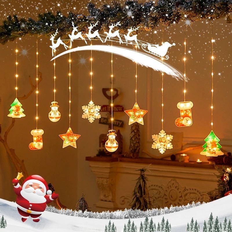 LED-тайм Curtain lights, 3×0.8 м, батарейка или сеть, тёплый белый или мультицветной, декоративные подвески