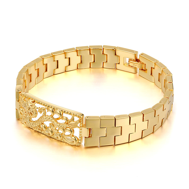 Xuping - Nuevo Brazalete de Moda con Colgante de Dragón Hueco Grabado en Color Oro de 24k, Chapado en Aleación, para Hombre y Mujer, Venta al por Mayor