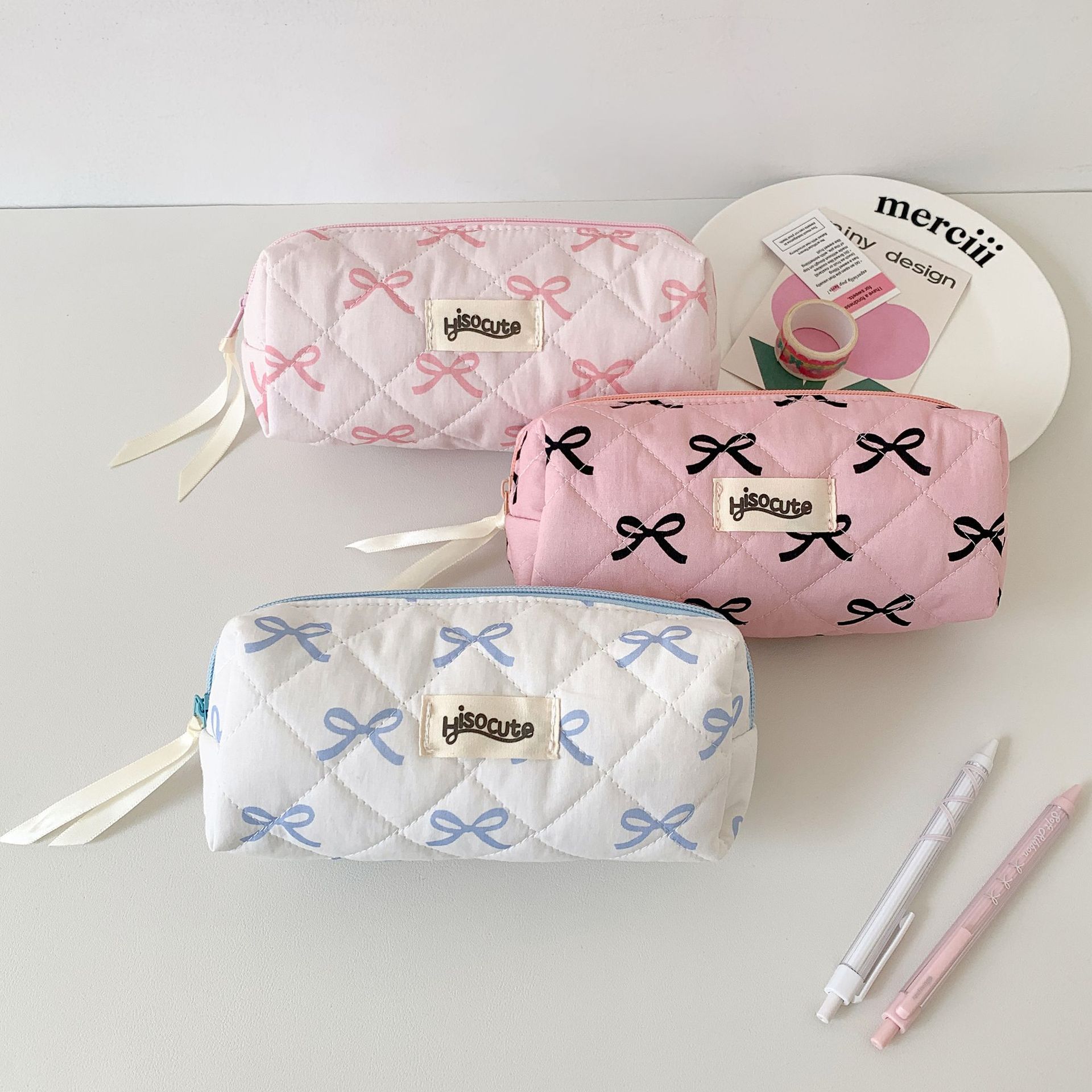 246g Weight Pencil Case Stationery Type 1 Piece Quantity Learning Occasion Polyester Material Bow Knot Pattern Cartoon Style, Simple Style Style Bow Knot Polyester Learning Cartoon Style Simple Style Pencil Case 7