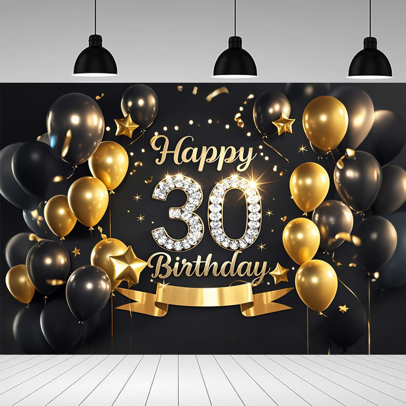 Nueva tela de fondo de feliz cumpleaños transfronteriza, carnaval de fiesta, serie principal de decoración de escenas, banner de cumpleaños