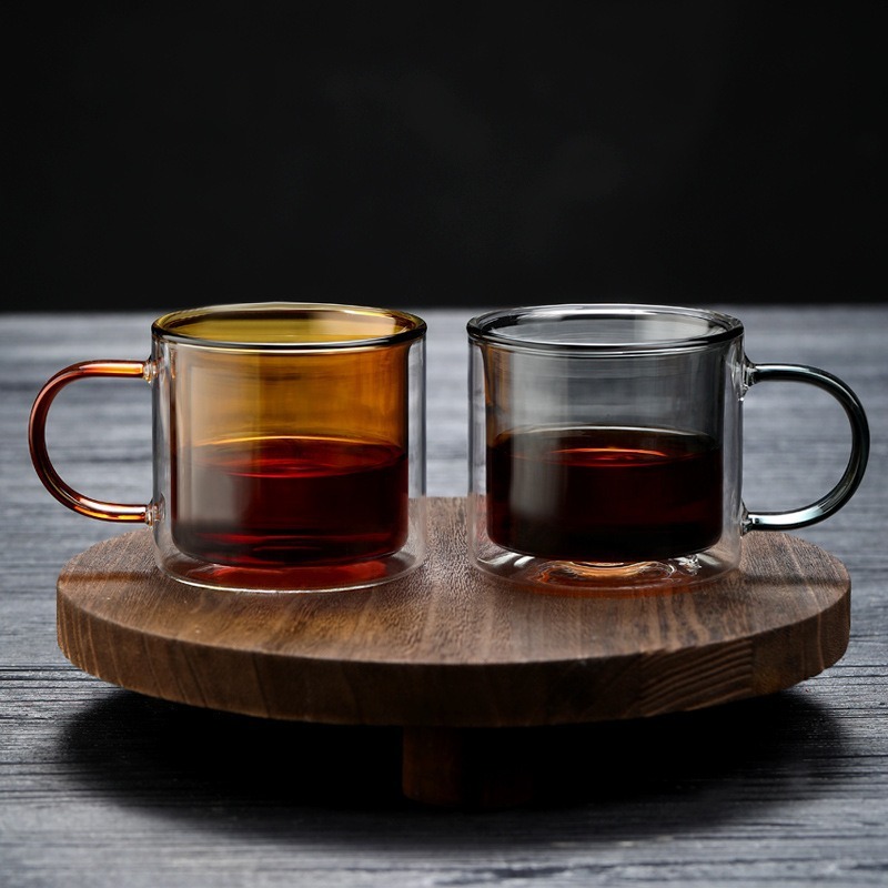 双层高硼硅玻璃杯家用喝水杯咖啡杯泡茶杯马克杯水杯套装耐高温|undefined