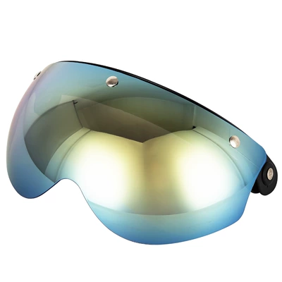 Retro Half Helmet W Lens: Motorcycle Safety Supplies - gold-flake