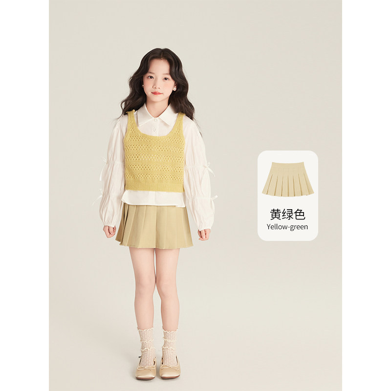 Verano nuevo color sólido niña JK falda de niño vestido de corte universal estilo básico de verano simple japonés falda corta