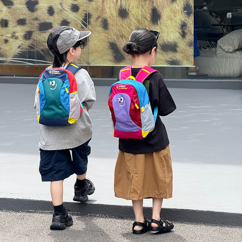 Caricatura encantadora mochila escolar de estilo contraste de color para niños y niñas viajar mochila de viaje de gran capacidad mochila infantil