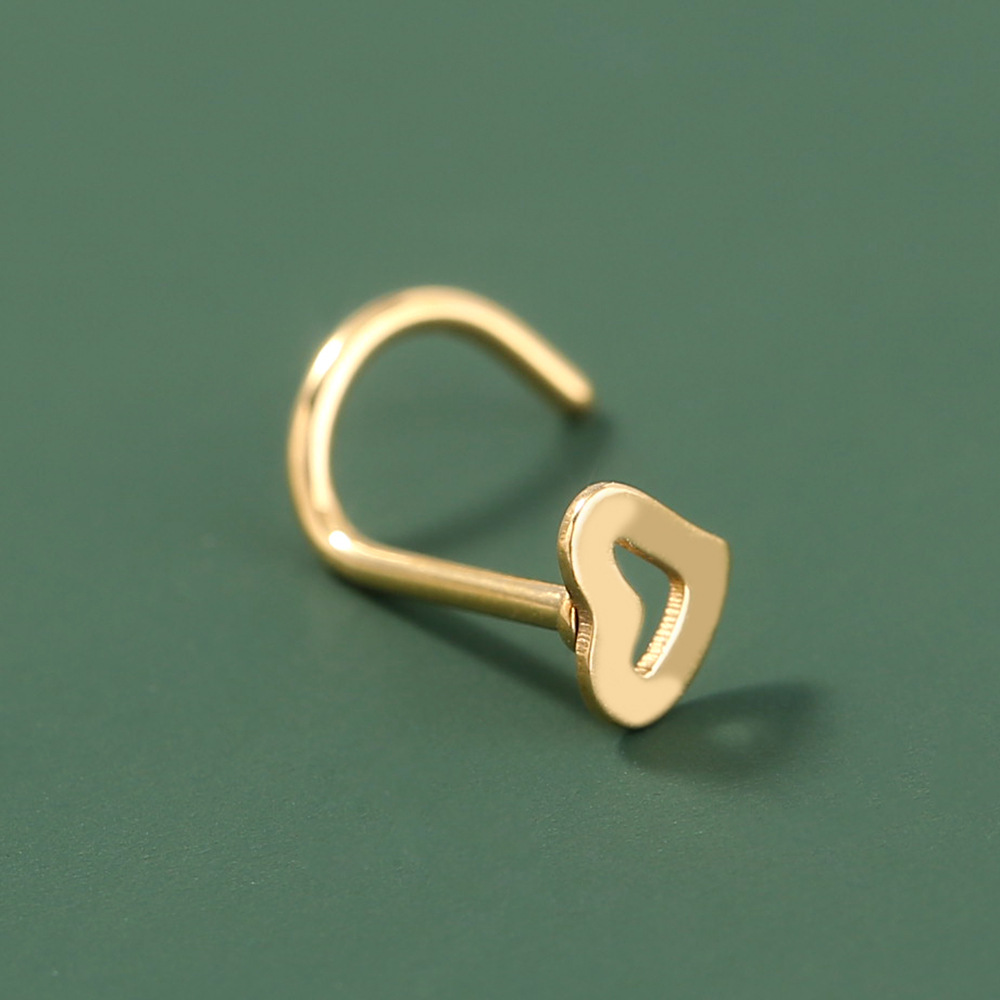 creative stainless steel hollow peach heart nose ring body piercing jewelry