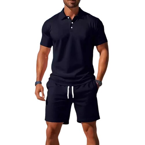 High-quality loose new versatile fashionable trendy short-sleeve POLO shirt and shorts set casual summer two-piece set