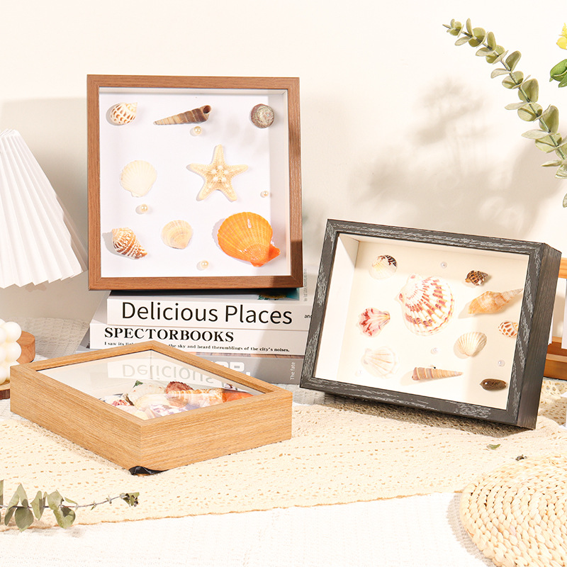 中空立體相框擺家居飾品客廳桌面擺台手工禮物diy貝殼海螺裝飾框