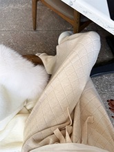 格纹针织阔腿裤2025新款女秋冬垂感直筒拖地裤百搭显瘦高腰休闲裤