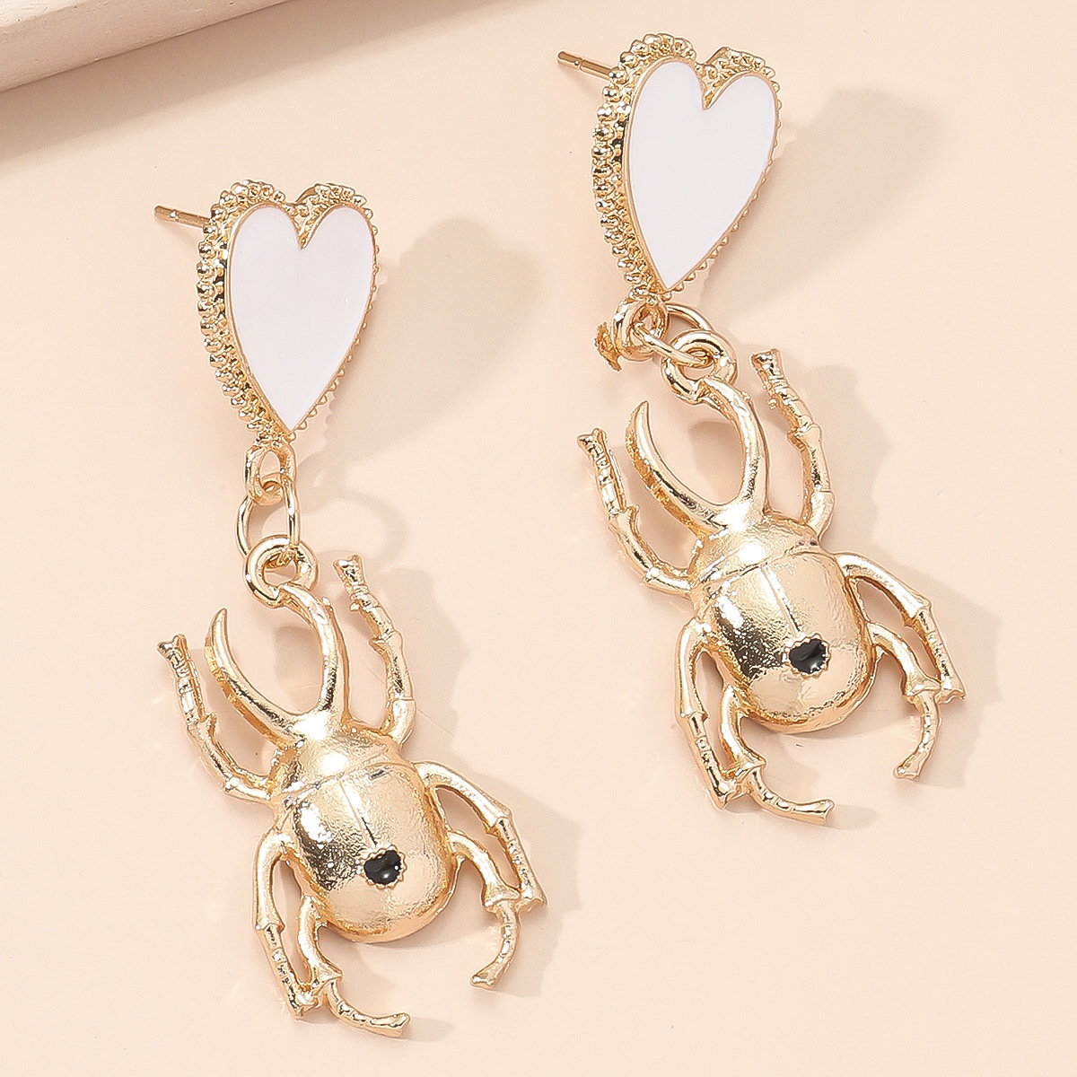 Fashion New Fabulous Simple Long Drop Oil Heart Insect Pendant Alloy Earrings