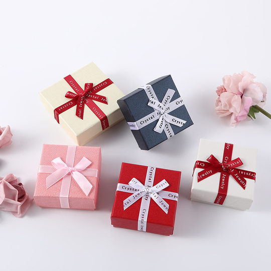 Valentine's Day Letter Bow Heaven and Earth Cover Gift Box Necklace Jewelry Box Birthday Gift Gift Packaging Box Jewelry Box