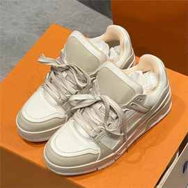 广州货顶版L驴家trainer时尚运动情侣休闲鞋压花百搭板鞋女小白鞋
