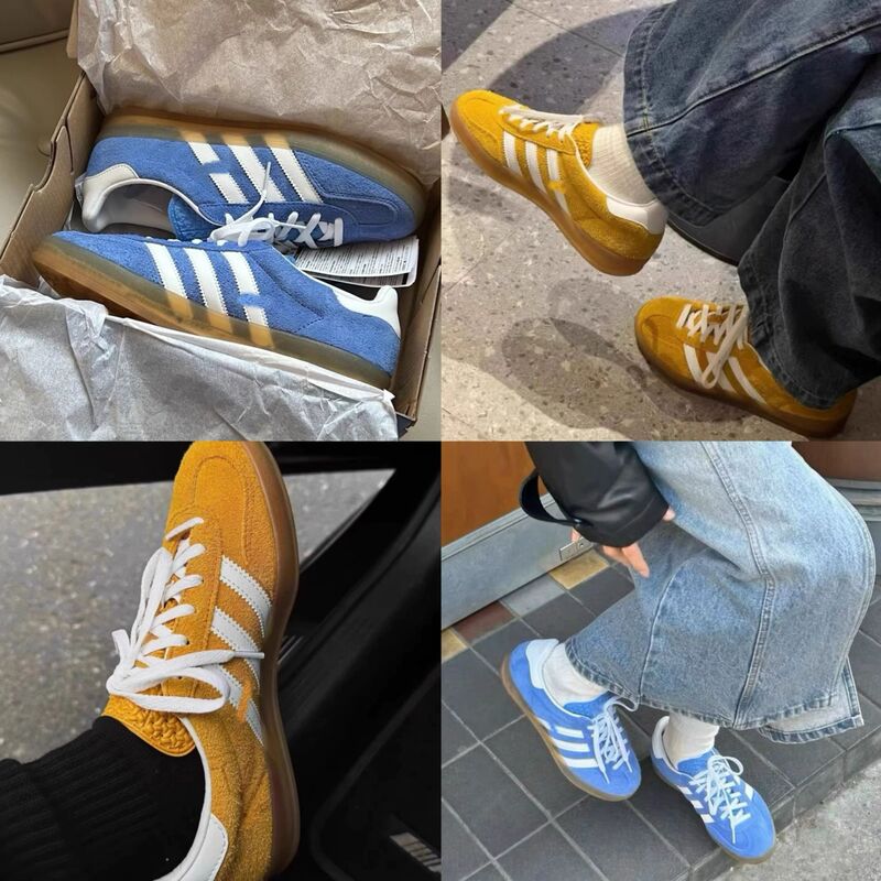 Cowhide Edition ~ Three-leaf German Training Shoes Women's American Style Retro White Shoes Original Casual Board Shoes Low-top sneaker for Women