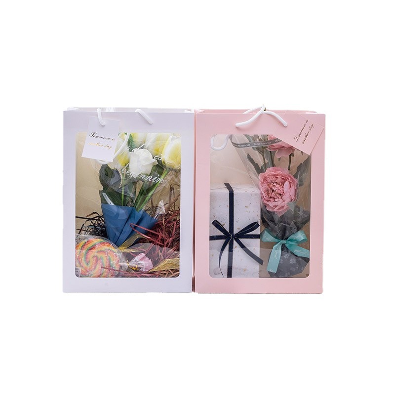 Bolsa de mano para arreglos florales, accesorios para empaquetar ramos, bolsa transparente con ventana, bolsa de mano con ventana, floral.