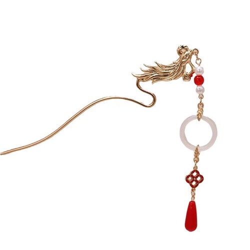 New Chinese style phoenix tassel hairpin female bride horse face skirt headdress hairpin ancient style hairpin step rocking tassel hair accessory