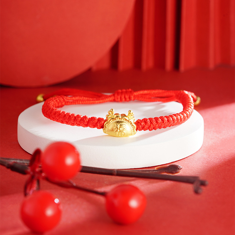 Al vapor dumpling dragón rojo pulsera Vietnam arena oro cuerda roja pulsera clásica DIY accesorios pull ajuste Internet celebridad en vivo al por mayor