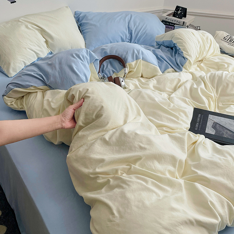 Madre y bebé clase A dormitorio desnudo cuatro piezas de algodón puro algodón colcha cubierta sábanas de cama de dormitorio de estudiantes tres piezas de conjunto