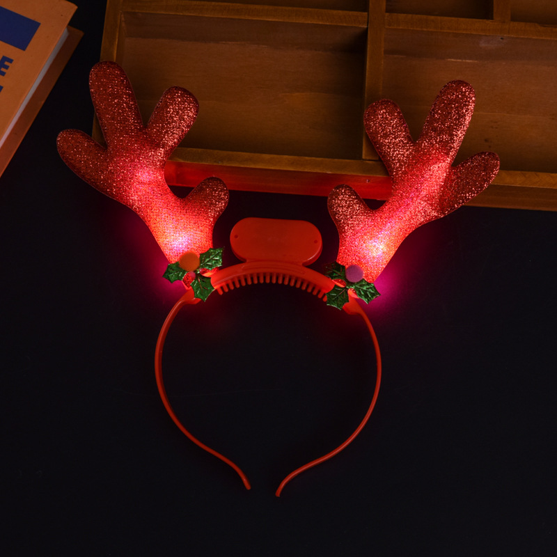 Decoraciones de Navidad viejo hombre cabeza hebilla regalo luminoso tocado suministros de vacaciones pequeño regalo muñeco de nieve corneta Diadema con luz