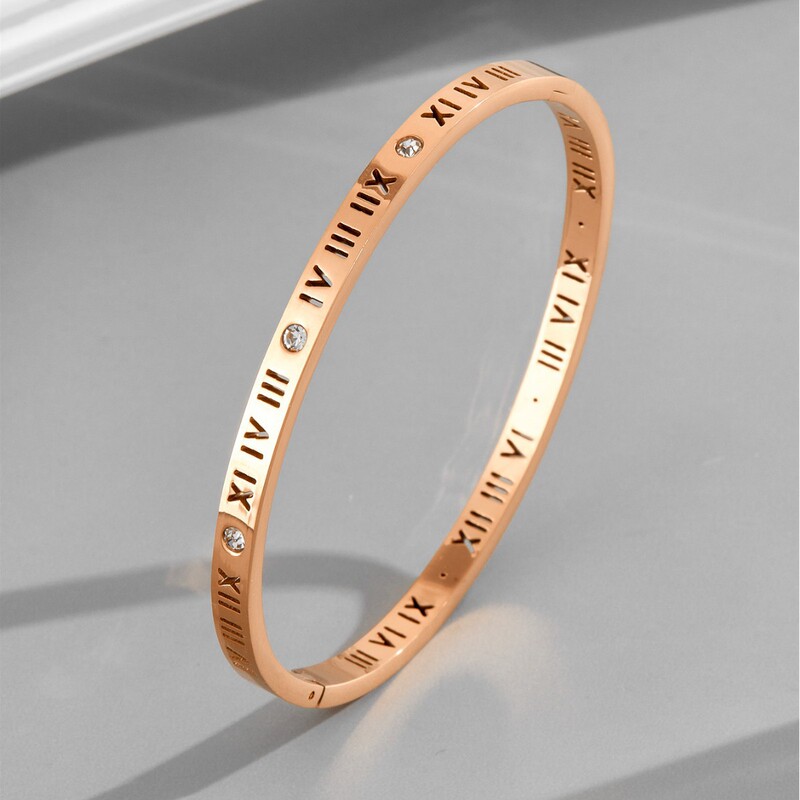 Korean version of the net popular fashion Roman numeral bracelet open bracelet female couple bracelet simple titanium steel does not fade wholesale