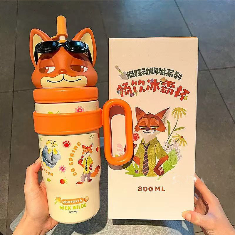 史迪奇系列保温杯可爱背带吸管杯学生上学双饮水杯保冷冰霸杯礼物|undefined