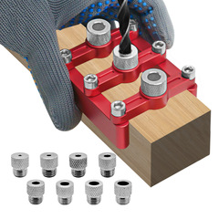 Woodworking self-centering round wood tenon three-in-one hole opener 90-degree straight hole punching positioner panel furniture panel