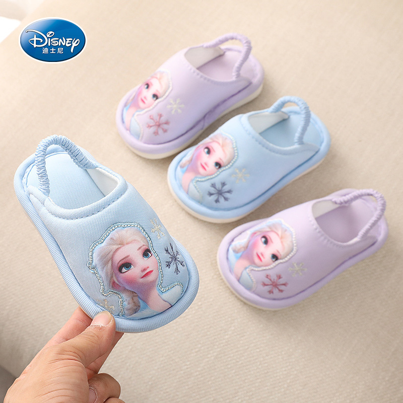 Frozen Baby Slippers Autumn Cotton and Linen Girls Princess Cute Children's Home Shoes Children's Indoor Floor Cotton Slippers