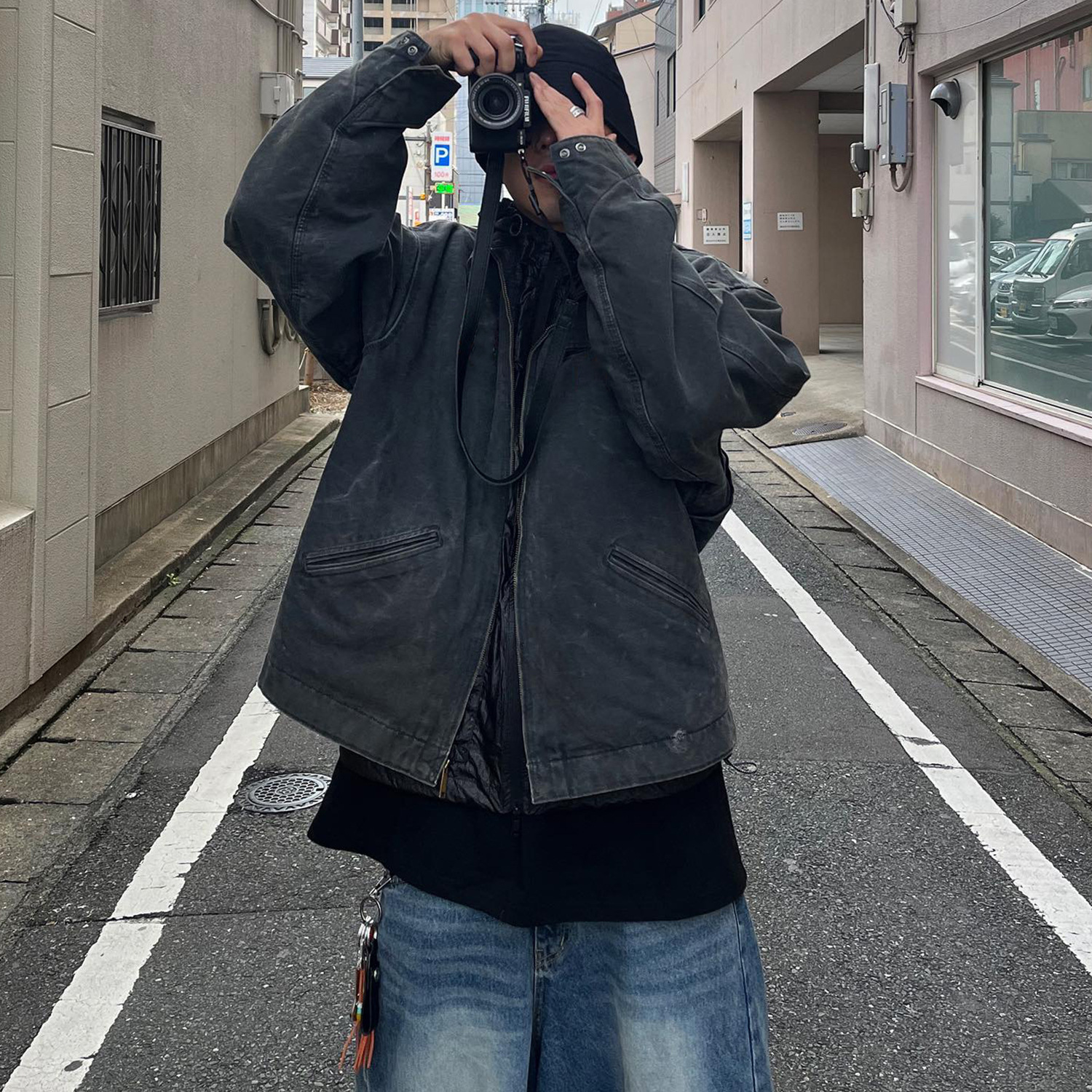 Estilo americano cleanfit Carhart pesado lavado angustiado Detroit J97 ropa de trabajo suelta chaqueta de la solapa