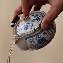 汝窑手抓壶盖碗茶杯旅行茶具套装户外陶瓷快客泡茶分离三才不烫手