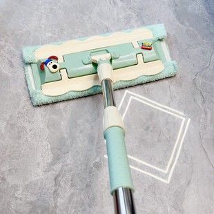 Mint Green Lazy Mop Flat Mop for Home Use, One-Step Clean, Absorbent, Rotating Mop for Floors and Bathrooms, Hands-Free