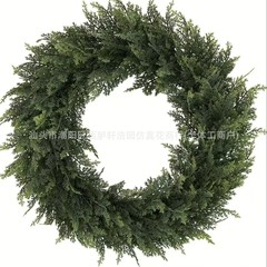 跨境亚马逊 人造松柏松针柏叶福克松花环 圣诞节装饰门前客厅装饰