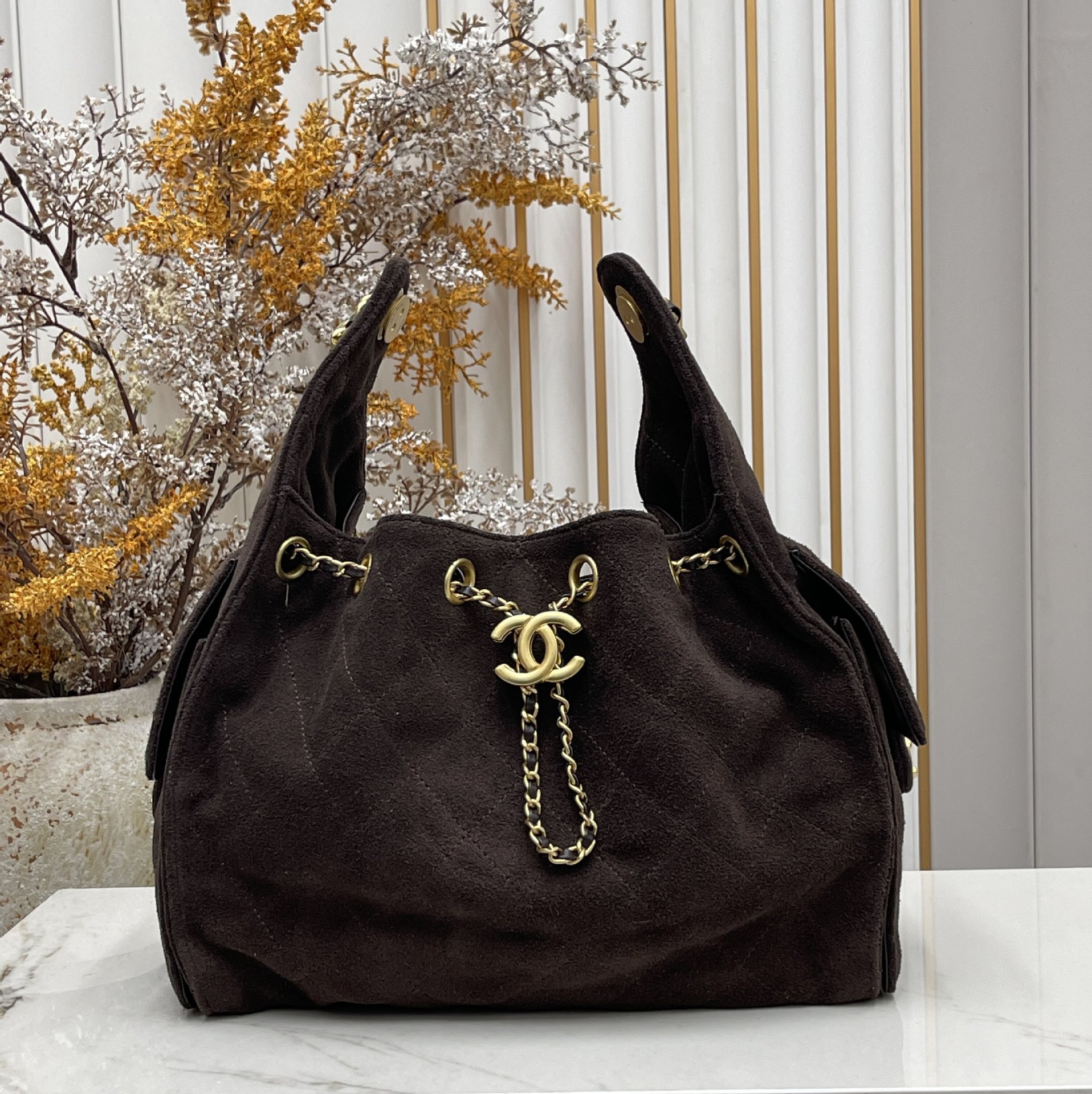 2026 New Caviar 25c Hippie Hobo Underarm Bag Fashion 25 Bag Suede Single Shoulder Chain Crossbody Bag For Women - Thumbnail 3