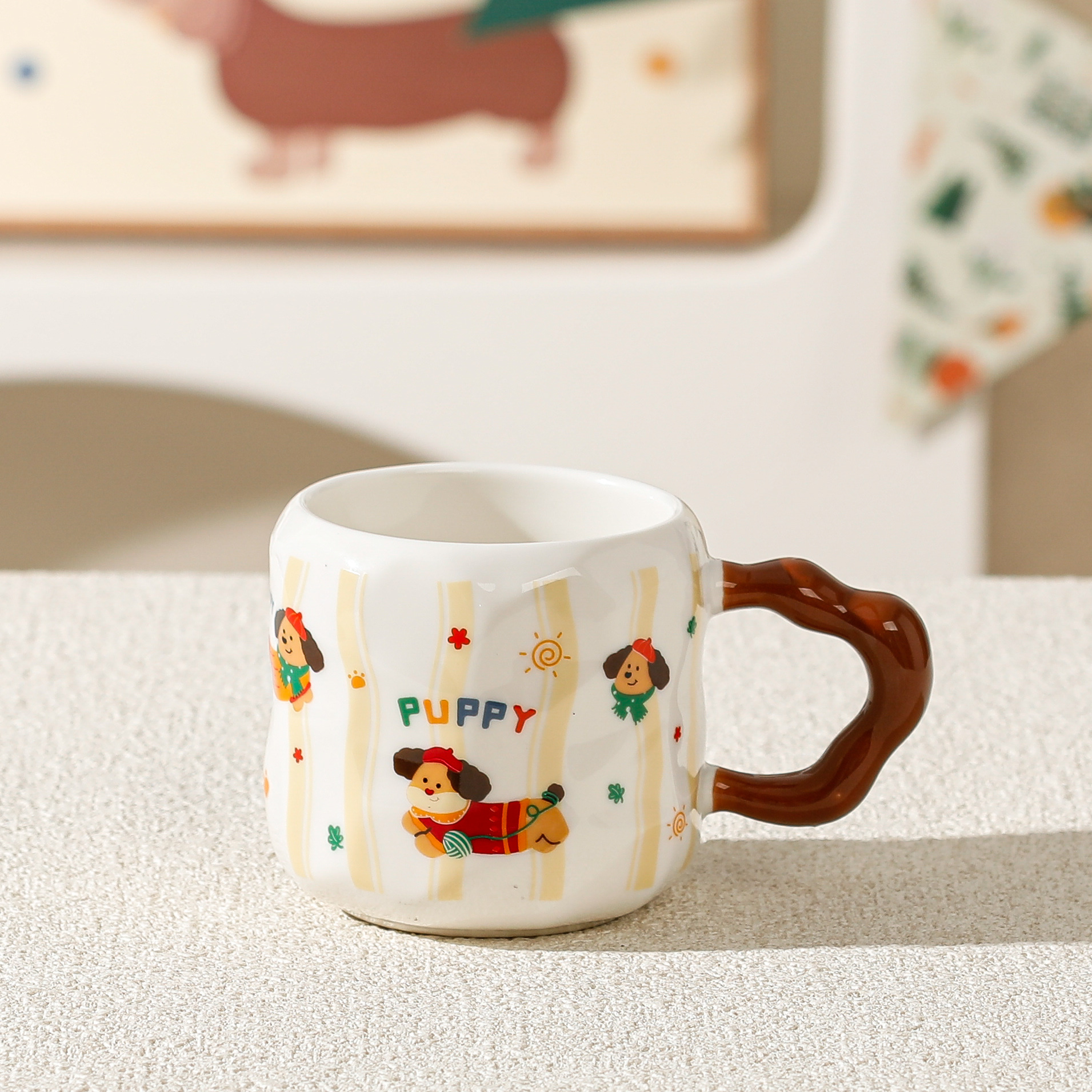 Taza de helado con diseño de perro salchicha, adorable taza de cerámica para beber, taza de café para oficina, con logo personalizado image 17