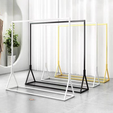 铁艺服装架落地式挂衣架带轮子服装店货架衣服展示架商场落地衣