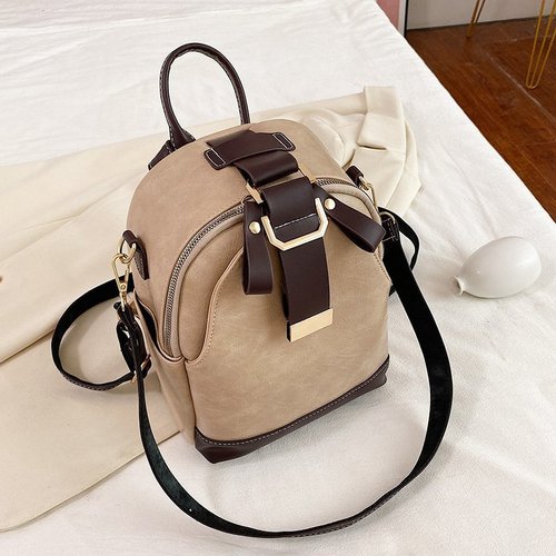 Backpack Women's Small Bag  New Trendy and Versatile College Style Student School Bag Casual Fashion Women's Soft Leather Backpack