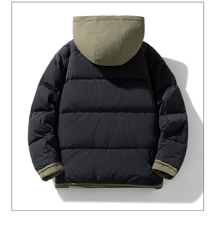 Giacca imbottita finta in due pezzi per uomo e donna, giacca imbottita larga con cappuccio, giacca imbottita spessa con cappuccio per coppia_voghion.com